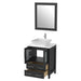 Ravenna 24" Single Sink Bathroom Vanity Combo Set, 2-Drawers, Single Shelf, Single Cabinet White Engineered Marble Top and Ceramic Vessel Sink Bathroom Cabinet with Mirror - HomeBeyond