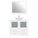Ravenna 36" Single Sink Bathroom Vanity Combo Set, 2 Drawers 1 Shelf Single Cabinet White Engineered Marble Top and Ceramic Sink Bathroom Cabinet with Free Mirror - HomeBeyond