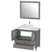 Ravenna 36" Single Sink Bathroom Vanity Combo Set, 2 Drawers 1 Shelf Single Cabinet White Engineered Marble Top and Ceramic Sink Bathroom Cabinet with Free Mirror - HomeBeyond