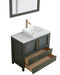 Ravenna 36" Single Sink Bathroom Vanity Combo Set, 2 Drawers 1 Shelf Single Cabinet White Engineered Marble Top and Ceramic Sink Bathroom Cabinet with Free Mirror - HomeBeyond