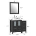 Ravenna 36" Single Sink Bathroom Vanity Combo Set, 5 Drawers 1 Shelf 2 Cabinet White Engineered Marble Top with Free Mirror - HomeBeyond