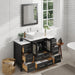 Ravenna 48" Single Sink Bathroom Vanity Combo Set, 8-Drawers, 1-Shelf, 3 Cabinet White Engineered Marble Top and Ceramic Vessel Sink Bathroom Cabinet with Free Mirror - HomeBeyond