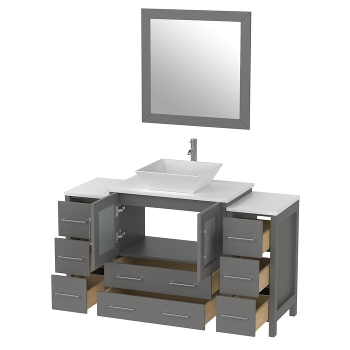 Ravenna 54" Single Sink Bathroom Vanity Combo Set, 8 Drawers 1 Shelf 3 Cabinets Engineered Marble Top with Mirror - HomeBeyond