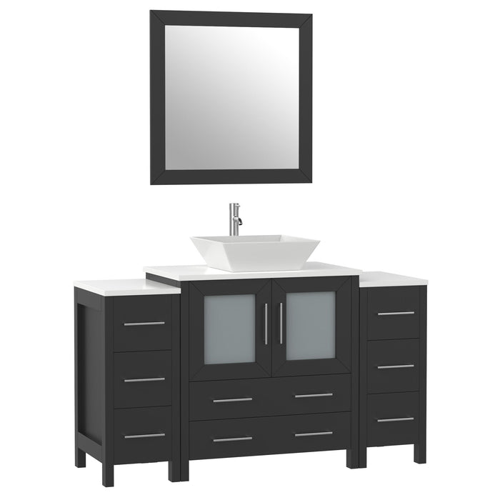 Ravenna 54" Single Sink Bathroom Vanity Combo Set, 8 Drawers 1 Shelf 3 Cabinets Engineered Marble Top with Mirror - HomeBeyond