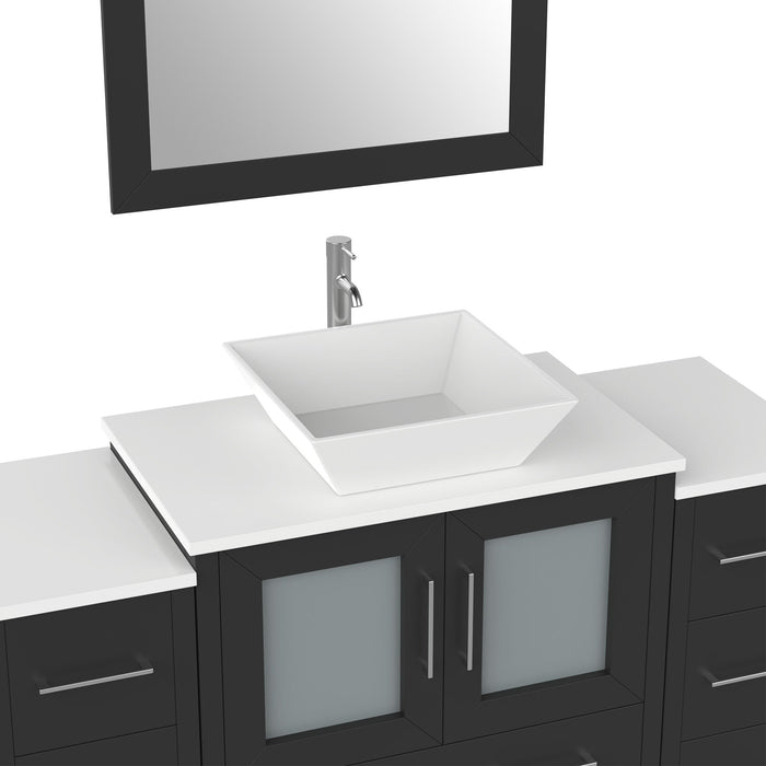 Ravenna 54" Single Sink Bathroom Vanity Combo Set, 8 Drawers 1 Shelf 3 Cabinets Engineered Marble Top with Mirror - HomeBeyond