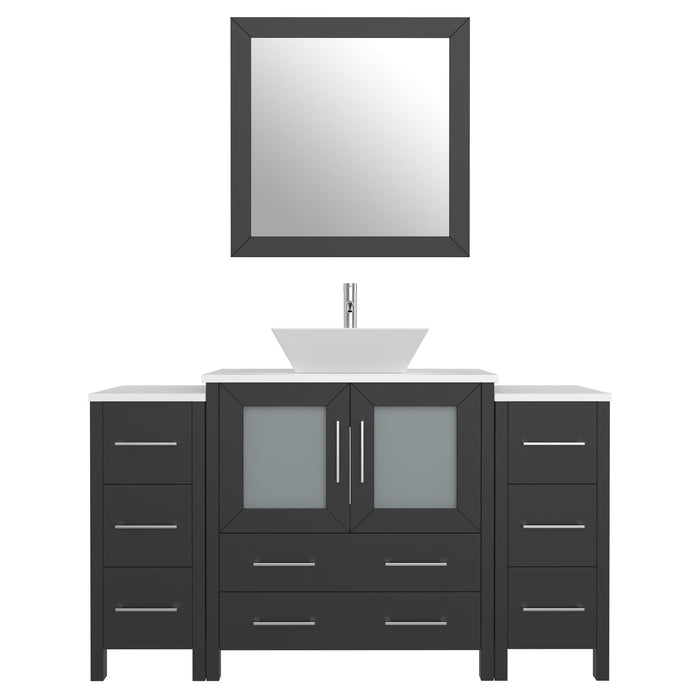 Ravenna 54" Single Sink Bathroom Vanity Combo Set, 8 Drawers 1 Shelf 3 Cabinets Engineered Marble Top with Mirror - HomeBeyond