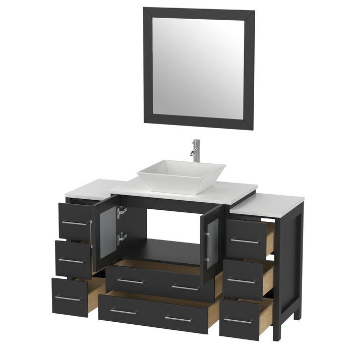Ravenna 54" Single Sink Bathroom Vanity Combo Set, 8 Drawers 1 Shelf 3 Cabinets Engineered Marble Top with Mirror - HomeBeyond