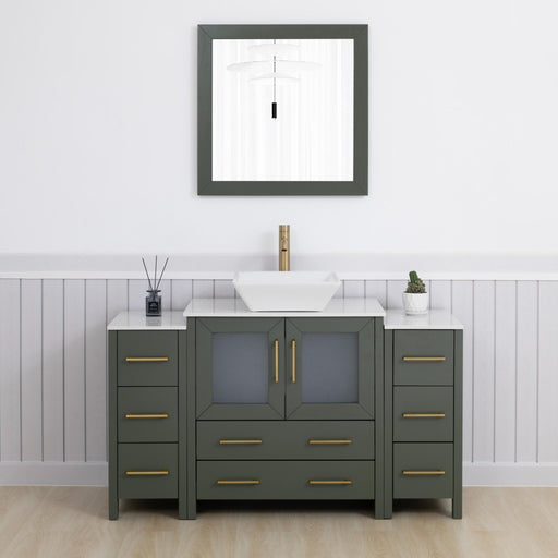Ravenna 54" Single Sink Bathroom Vanity Combo Set, 8 Drawers 1 Shelf 3 Cabinets Engineered Marble Top with Mirror - HomeBeyond
