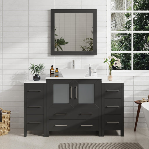 Ravenna 54" Single Sink Bathroom Vanity Combo Set, 8 Drawers 1 Shelf 3 Cabinets Engineered Marble Top with Mirror - HomeBeyond