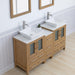 Ravenna 60" Double Sink Bathroom Vanity Combo Set, 7 Drawers 2 Shelves 3 Cabinets White Engineered Marble Top and Ceramic Vessel Sink Bathroom Cabinet with Free Mirrors - HomeBeyond