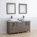 Ravenna 60" Double Sink Bathroom Vanity Combo Set, 7 Drawers 2 Shelves 3 Cabinets White Engineered Marble Top and Ceramic Vessel Sink Bathroom Cabinet with Free Mirrors - HomeBeyond