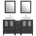 Ravenna 60" Double Sink Bathroom Vanity Combo Set, 7 Drawers 2 Shelves 3 Cabinets White Engineered Marble Top and Ceramic Vessel Sink Bathroom Cabinet with Free Mirrors - HomeBeyond