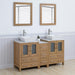Ravenna 60" Double Sink Bathroom Vanity Combo Set, 7 Drawers 2 Shelves 3 Cabinets White Engineered Marble Top and Ceramic Vessel Sink Bathroom Cabinet with Free Mirrors - HomeBeyond