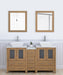 Ravenna 60" Double Sink Bathroom Vanity Combo Set, 7 Drawers 2 Shelves 3 Cabinets White Engineered Marble Top and Ceramic Vessel Sink Bathroom Cabinet with Free Mirrors - HomeBeyond