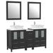 Ravenna 60" Double Sink Bathroom Vanity Combo Set, 7 Drawers 2 Shelves 3 Cabinets White Engineered Marble Top and Ceramic Vessel Sink Bathroom Cabinet with Free Mirrors - HomeBeyond