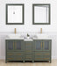 Ravenna 60" Double Sink Bathroom Vanity Combo Set, 7 Drawers 2 Shelves 3 Cabinets White Engineered Marble Top and Ceramic Vessel Sink Bathroom Cabinet with Free Mirrors - HomeBeyond
