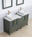 Ravenna 60" Double Sink Bathroom Vanity Combo Set, 7 Drawers 2 Shelves 3 Cabinets White Engineered Marble Top and Ceramic Vessel Sink Bathroom Cabinet with Free Mirrors - HomeBeyond