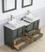 Ravenna 60" Double Sink Bathroom Vanity Combo Set, 7 Drawers 2 Shelves 3 Cabinets White Engineered Marble Top and Ceramic Vessel Sink Bathroom Cabinet with Free Mirrors - HomeBeyond