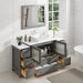 Ravenna 60" Single Sink Small Bathroom Vanity Set, 8 Drawers 1 Shelf Engineered Marble Top and Ceramic Vessel Sink Bathroom Cabinet with Mirror - HomeBeyond