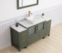 Ravenna 60" Single Sink Small Bathroom Vanity Set, 8 Drawers 1 Shelf Engineered Marble Top and Ceramic Vessel Sink Bathroom Cabinet with Mirror - HomeBeyond