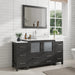 Ravenna 60" Single Sink Small Bathroom Vanity Set, 8 Drawers 1 Shelf Engineered Marble Top and Ceramic Vessel Sink Bathroom Cabinet with Mirror - HomeBeyond
