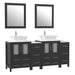 Ravenna 72" Double Sink Bathroom Vanity Combo Set, 10 Drawers, 2 Shelves, 4 Cabinets White Engineered Marble Top and Ceramic Vessel Sink Bathroom Cabinet with Mirrors - HomeBeyond