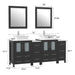 Ravenna 72" Double Sink Bathroom Vanity Combo Set, 10 Drawers, 2 Shelves, 4 Cabinets White Engineered Marble Top and Ceramic Vessel Sink Bathroom Cabinet with Mirrors - HomeBeyond