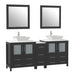 Ravenna 72" Double Sink Bathroom Vanity Combo Set, 7 Drawers 2 Shelves 3 Cabinets White Engineered Marble Top and Ceramic Sink Bathroom Cabinet with Free Mirrors - HomeBeyond
