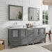 Ravenna 72" Double Sink Bathroom Vanity Combo Set, 7 Drawers 2 Shelves 3 Cabinets White Engineered Marble Top and Ceramic Sink Bathroom Cabinet with Free Mirrors - HomeBeyond