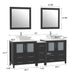Ravenna 72" Double Sink Bathroom Vanity Combo Set, 7 Drawers 2 Shelves 3 Cabinets White Engineered Marble Top and Ceramic Sink Bathroom Cabinet with Free Mirrors - HomeBeyond