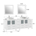 Ravenna 84" Double Sink Bathroom Vanity Combo Set, 10-Drawers, 2-Shelves, 4 Cabinet Engineered Marble Top and Ceramic Sink Bathroom Cabinet with Mirrors - HomeBeyond