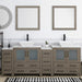 Ravenna 84" Double Sink Bathroom Vanity Combo Set, 10-Drawers, 2-Shelves, 4 Cabinet Engineered Marble Top and Ceramic Sink Bathroom Cabinet with Mirrors - HomeBeyond