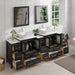 Ravenna 84" Double Sink Bathroom Vanity Combo Set, 13 Drawers, 2 Shelves, 5 Cabinets White Engineered Marble Top and Ceramic Vessel Sink Bathroom Cabinet with Free Mirrors - HomeBeyond