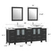 Ravenna 84" Double Sink Bathroom Vanity Combo Set, 13 Drawers, 2 Shelves, 5 Cabinets White Engineered Marble Top and Ceramic Vessel Sink Bathroom Cabinet with Free Mirrors - HomeBeyond