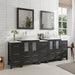 Ravenna 84" Double Sink Bathroom Vanity Combo Set, 13 Drawers, 2 Shelves, 5 Cabinets White Engineered Marble Top and Ceramic Vessel Sink Bathroom Cabinet with Free Mirrors - HomeBeyond
