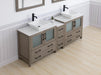 Ravenna 84" Double Sink Bathroom Vanity Combo Set, 7 - Drawers, 2 Shelve, 3 Cabinet White Engineered Marble Top and Ceramic Vessel Sink Bathroom Cabinet with Free Mirrors - HomeBeyond
