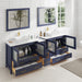 Ravenna 84" Double Sink Bathroom Vanity Combo Set, 7-Drawers, 2 Shelve, 3 Cabinet White Engineered Marble Top and Ceramic Vessel Sink Bathroom Cabinet with Free Mirrors - HomeBeyond