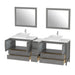 Ravenna 84" Double Sink Bathroom Vanity Combo Set, 7-Drawers, 2 Shelve, 3 Cabinet White Engineered Marble Top and Ceramic Vessel Sink Bathroom Cabinet with Free Mirrors - HomeBeyond