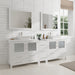 Ravenna 84" Double Sink Bathroom Vanity Combo Set, 7-Drawers, 2 Shelve, 3 Cabinet White Engineered Marble Top and Ceramic Vessel Sink Bathroom Cabinet with Free Mirrors - HomeBeyond