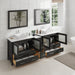 Ravenna 84" Double Sink Bathroom Vanity Combo Set, 7-Drawers, 2 Shelve, 3 Cabinet White Engineered Marble Top and Ceramic Vessel Sink Bathroom Cabinet with Free Mirrors - HomeBeyond