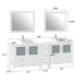 Ravenna 84" Double Sink Bathroom Vanity Combo Set, 7-Drawers, 2 Shelve, 3 Cabinet White Engineered Marble Top and Ceramic Vessel Sink Bathroom Cabinet with Free Mirrors - HomeBeyond