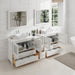 Ravenna 84" Double Sink Bathroom Vanity Combo Set, 7-Drawers, 2 Shelve, 3 Cabinet White Engineered Marble Top and Ceramic Vessel Sink Bathroom Cabinet with Free Mirrors - HomeBeyond