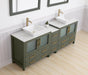 Ravenna 84" Double Sink Bathroom Vanity Combo Set, 7 - Drawers, 2 Shelve, 3 Cabinet White Engineered Marble Top and Ceramic Vessel Sink Bathroom Cabinet with Free Mirrors - HomeBeyond