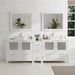 Ravenna 84" Double Sink Bathroom Vanity Combo Set, 7-Drawers, 2 Shelve, 3 Cabinet White Engineered Marble Top and Ceramic Vessel Sink Bathroom Cabinet with Free Mirrors - HomeBeyond