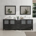 Ravenna 84" Double Sink Bathroom Vanity Combo Set, 7-Drawers, 2 Shelve, 3 Cabinet White Engineered Marble Top and Ceramic Vessel Sink Bathroom Cabinet with Free Mirrors - HomeBeyond