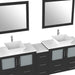 Ravenna 84" Double Sink Bathroom Vanity Combo Set, 7-Drawers, 2 Shelve, 3 Cabinet White Engineered Marble Top and Ceramic Vessel Sink Bathroom Cabinet with Free Mirrors - HomeBeyond