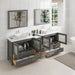 Ravenna 84" Double Sink Bathroom Vanity Combo Set, 7-Drawers, 2 Shelve, 3 Cabinet White Engineered Marble Top and Ceramic Vessel Sink Bathroom Cabinet with Free Mirrors - HomeBeyond