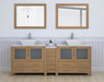 Ravenna 84" Double Sink Bathroom Vanity Combo Set, 7 - Drawers, 2 Shelve, 3 Cabinet White Engineered Marble Top and Ceramic Vessel Sink Bathroom Cabinet with Free Mirrors - HomeBeyond