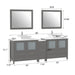 Ravenna 84" Double Sink Bathroom Vanity Combo Set, 7-Drawers, 2 Shelve, 3 Cabinet White Engineered Marble Top and Ceramic Vessel Sink Bathroom Cabinet with Free Mirrors - HomeBeyond