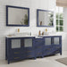 Ravenna 84" Double Sink Bathroom Vanity Combo Set, 7-Drawers, 2 Shelve, 3 Cabinet White Engineered Marble Top and Ceramic Vessel Sink Bathroom Cabinet with Free Mirrors - HomeBeyond